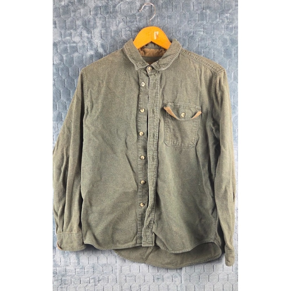 CQR button up shirt men size XL green flannel long sleeve cotton‎ pocket